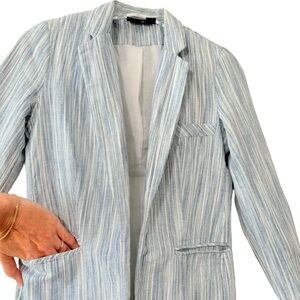 Linen Striped Blazer Shades of Blue Size XS Cynthia Rowley